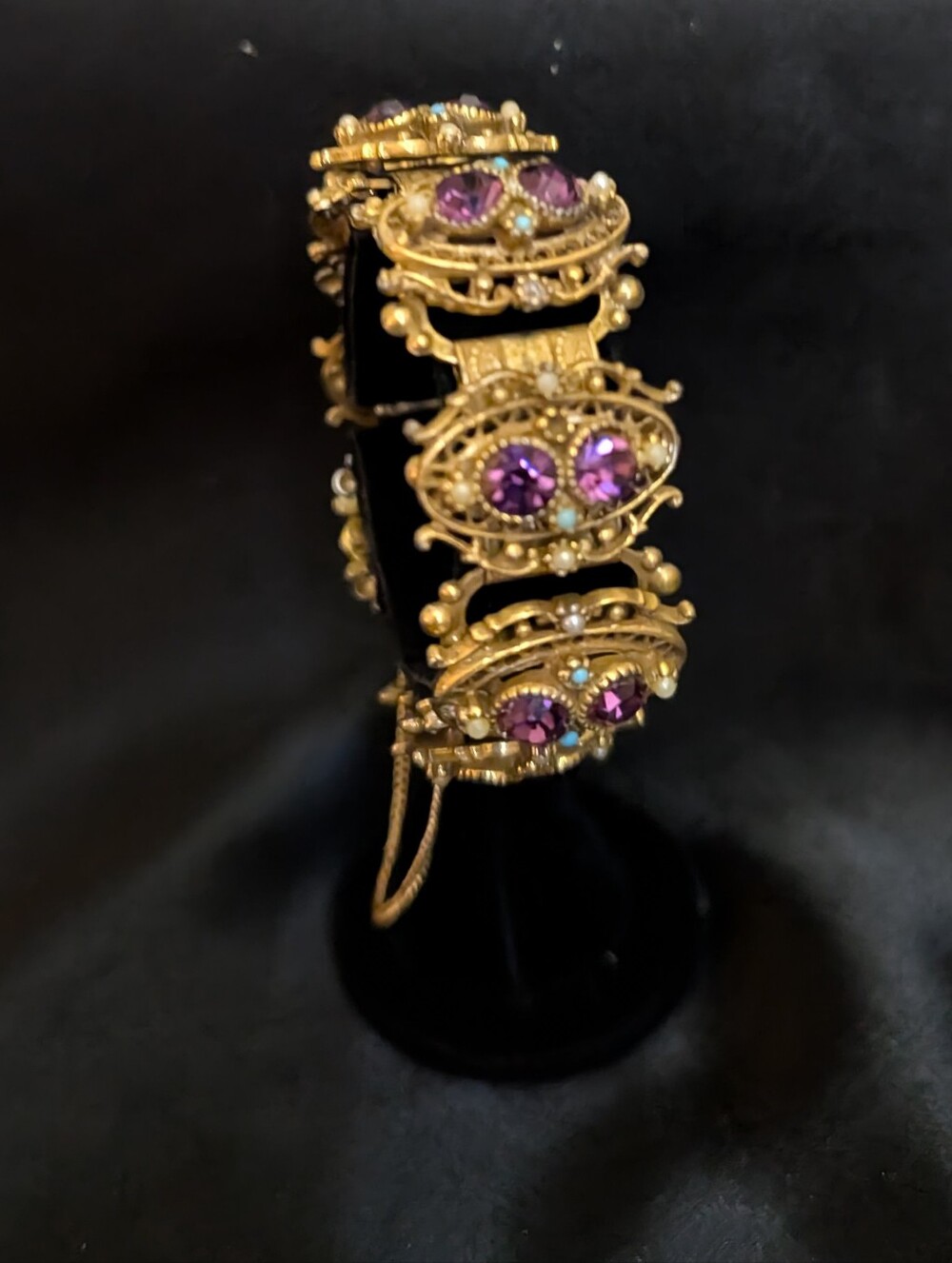 #64. Estate 60s Romantic Renaissance Revival Multi Panel Bracelet - Picture 2 of 8
